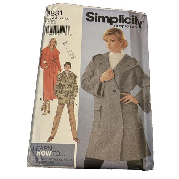 Simplicity 9881 Pattern Wrap Coat in Two Lengths Sz 6-16 AA UNCUT NEW Sewing - Picture 2 of 3